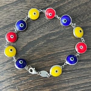 Greek evil eye sterling silver bracelet.
